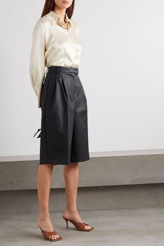 Frankie Shop + Pernille Pleated Faux Leather Shorts