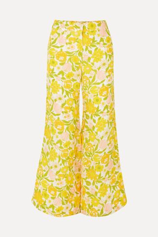 Faithfull the Brand + Marise Cropped Floral-Print Crepe Wide-Leg Pants