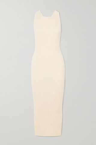 The Line by K + Anais Open-Back Ribbed-Knit Midi Dress