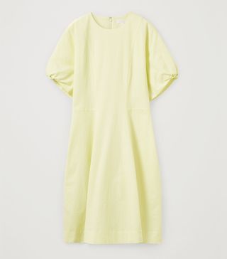COS + Cotton Puff-Sleeve Seeksucker Dress