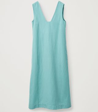 COS + Lyocell-Linen Long Dress With Square Neck