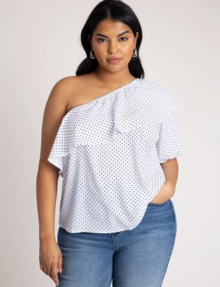 Eloquii + One Shoulder Ruffle Top