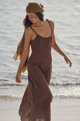 Zara + Linen Blend Strappy Dress