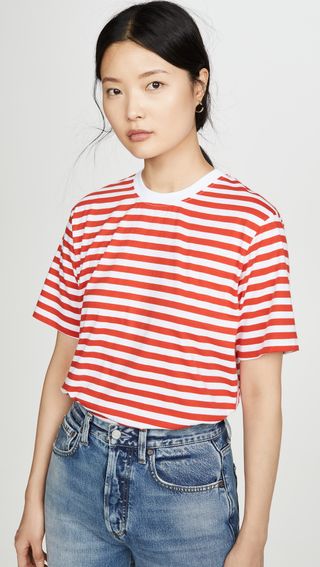 Victoria Victoria Beckham + Striped Logo Tape T-Shirt