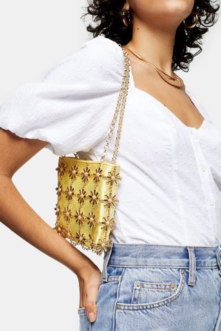 Topshop + Daisy Yellow Cage Cross Body Bag