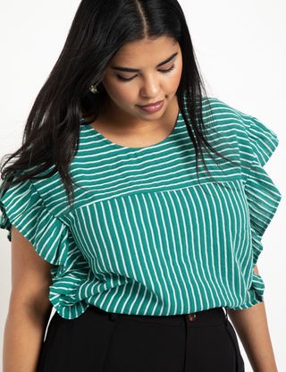 Eloquii + Bow Back Stripe Top