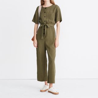 Madewell + Short-Sleeve Belted Jumpsuit