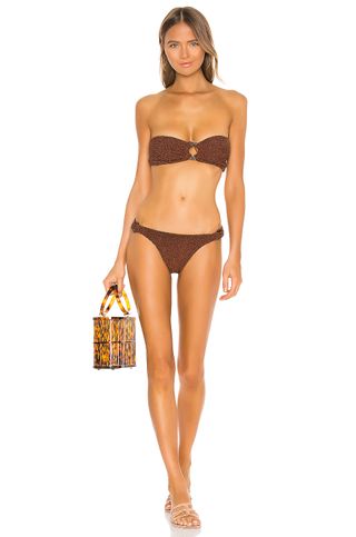 Hunza G + Gloria Bikini Set in Metallic Bronze