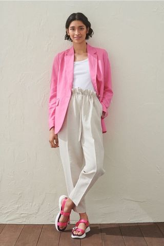 H&M + Linen-Blend Pull On Pants