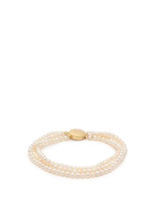 Timeless Pearly + Beaded Pearl and Gold-Plated Anklet