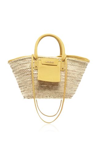 Jacquemus + Le Panier Soleil Suede-Trimmed Straw Tote