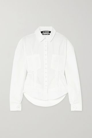Jacquemus + Cueillette Tie-Detailed Cutout Cotton-Poplin Shirt