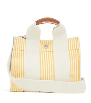 Rue De Verneuil + Baby S3 Striped Leather-Trim Canvas Tote Bag