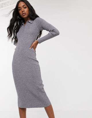 Fashion Union + Knitted Polo Midi Dress