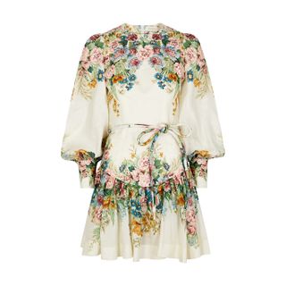 Zimmermann + Wavelength Floral-Print Linen Mini Dress