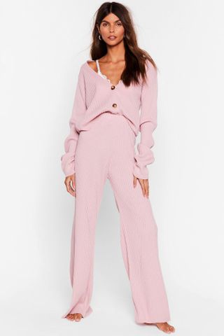 Nasty Gal + In a Knit Second Cardigan and Wide-Leg Pant Set