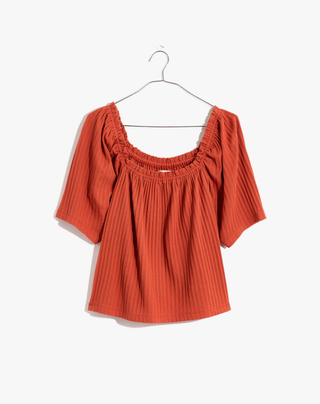 Madewell + Knit Pointelle Peasant Top