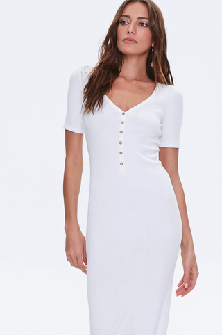 Forever 21 + Ribbed Button-Front Midi Dress