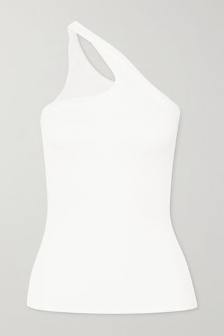 The Line by K + Driss One-Shoulder Ribbed Stretch-Jersey Top