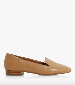 Dune + Gael Square Toe Leather Loafers, Caramel