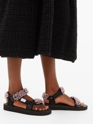 Cecilie Bahnsen x Suicoke + Maria Beaded Velcro-Strap Sandals