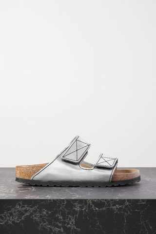 Proenza Schouler + + Birkenstock Arizona Topstitched Glossed-Leather Sandals