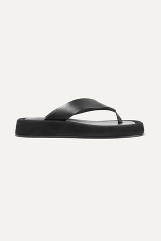 The Row + Ginza Leather Platform Flip Flops