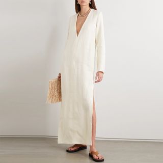 Matteau + Frayed Linen Maxi Dress
