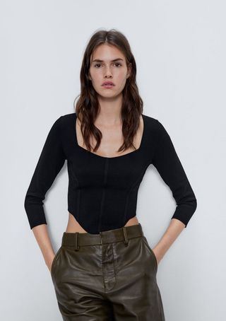 Zara + Cropped Knit Sweater