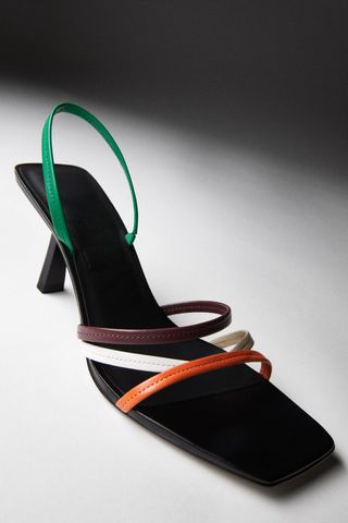 Zara + Multicolored Strap Heeled Leather Sandals
