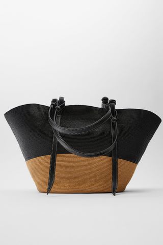 Zara + Combination Woven Basket Bag