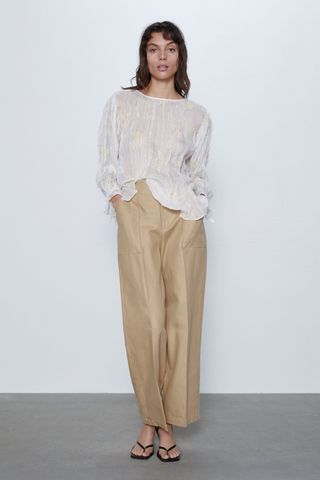 Zara + Embroidered Blouse