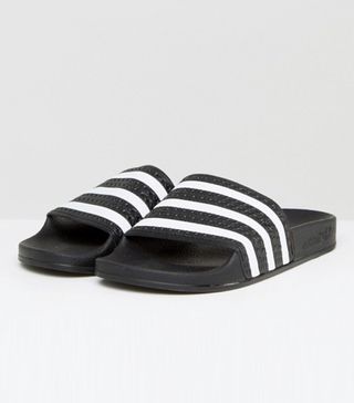 adidas + Originals Adilette Sliders in Black and White