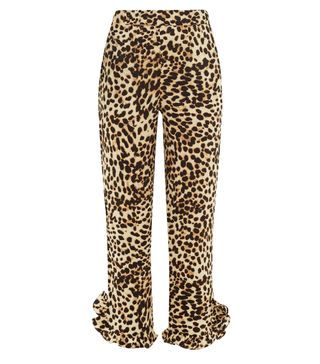 Arizona Love + Abby Ruffled-Cuff Leopard-Print Trousers