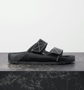 Proenza Schouler + + Birkenstock Arizona Topstitched Glossed-Leather Sandals