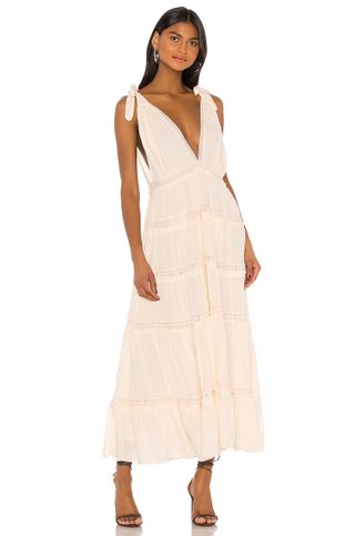 Free People + Lily of the Valley Midi Dress in Peach