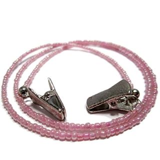 Atlanyards + Light Pink Beaded Eyeglass Holder With Silver Clips