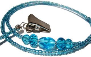 Brand: Atlanyards + Atlanyards Bright Blue Eyeglass Holder Beaded Eyeglass Chain With Clips