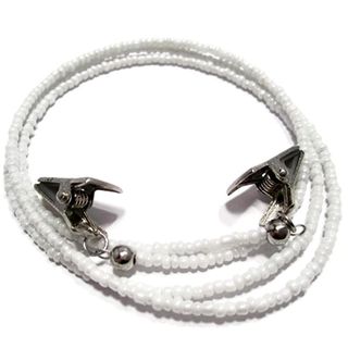 Atlanyards + White Seed Bead Alligator Clip Eyeglass Holder