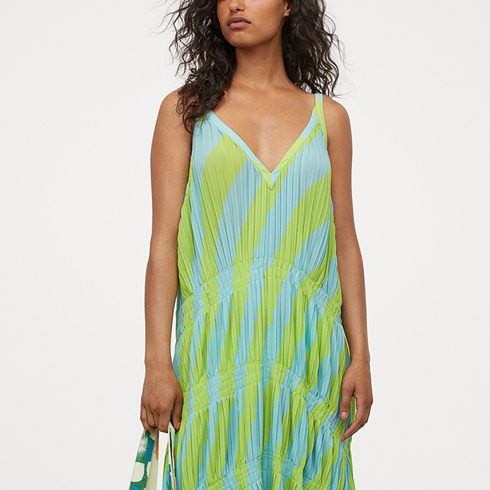 h&m green striped dress Women's Light green/striped A-Line Shirt Dress