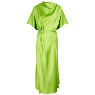 Stine Goya + Rhode Green Draped Satin Midi Dress