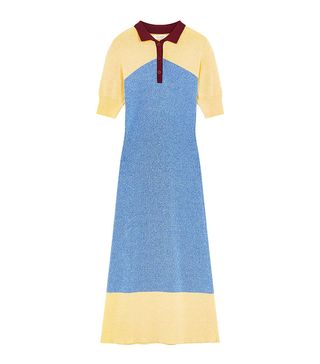 Chinti & Parker + Sky-Blue Annilise Knitted Cotton Shirt Dress