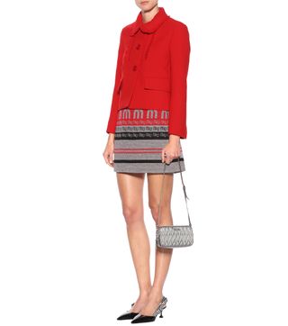 Miu Miu + Logo Wool-Blend Knitted Skirt