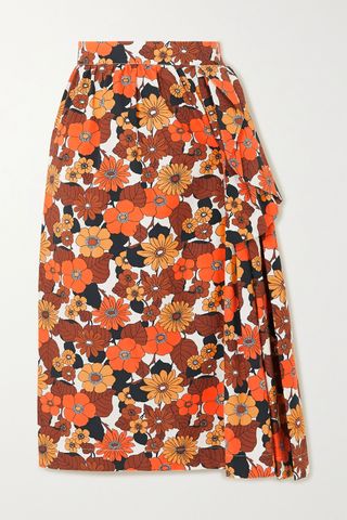 Dodo Bar Or + Nora Ruffled Floral-Print Cotton Midi Skirt