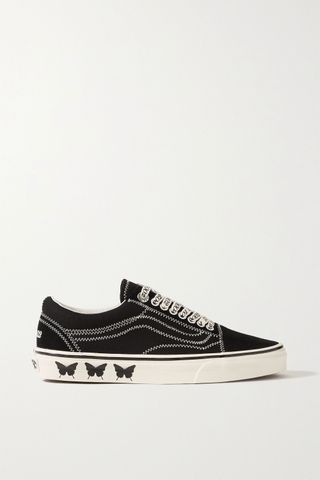 Vans + Sandy Liang + Old Skool Embroidered Printed Canvas and Suede Sneakers
