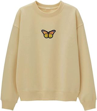 Missactiver + Sweatshirt Butterfly Patchwork Casual Pullover Shirt Top