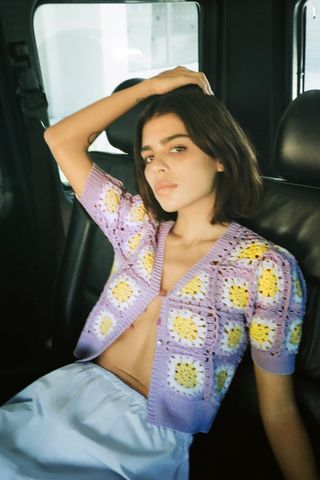 Zara + Crochet Knit Cardigan