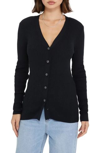 Sanctuary + Off Duty Ribbed Cotton Blend Cardigan