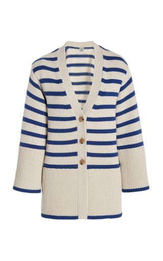Totême + Oversized Striped Wool-Cotton Cardigan