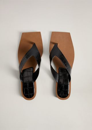 Mango + Croc-Effect Sandals